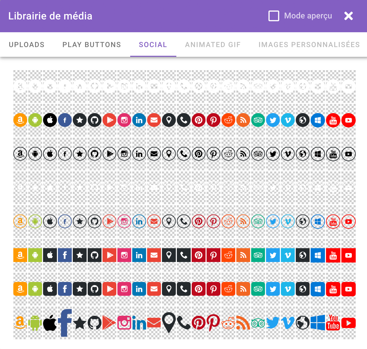 Bibliothèque des logos des réseaux sociaux et autres services