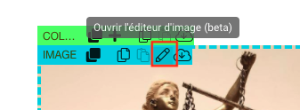 Bouton d'ouverture de l'éditeur d'image à partir de la prévisualisation en direct