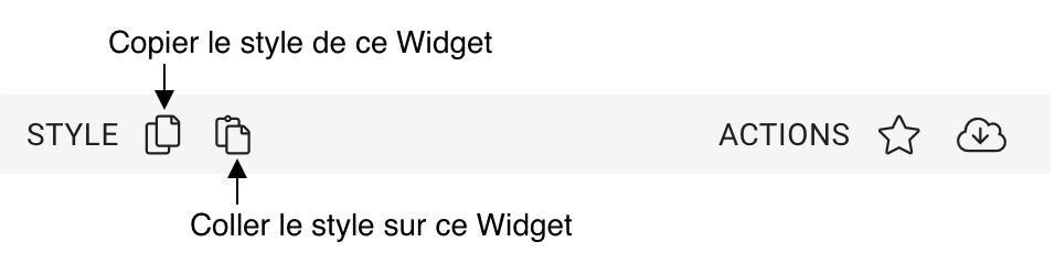 Boutons pour copier/coller le style d'un Widget